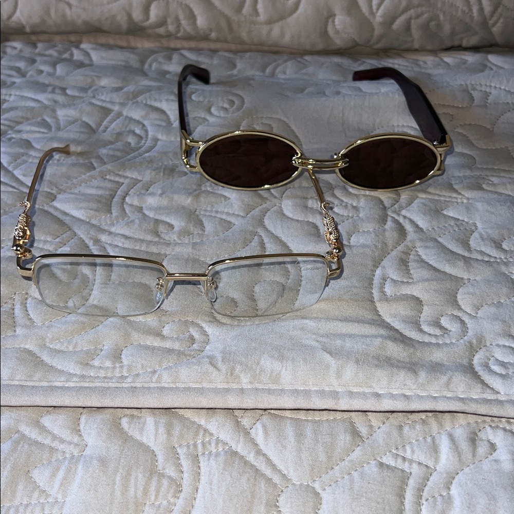 Elegant Gold and Brown Sunglasses Set